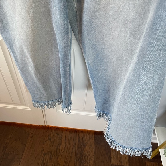 Light Blue Denim/Raw Hem Overalls Sz:16 - Picture 4 of 8